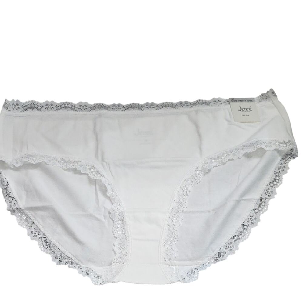 Jenni White Lace Trim Cotton Panties, 3 Pairs, NWT, 1X